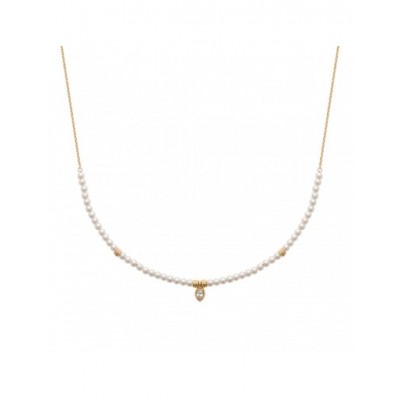 Collier Coque de Nacre Plaqué Or 750, Oxydes de zirconium et Perles d'imitation 97380045