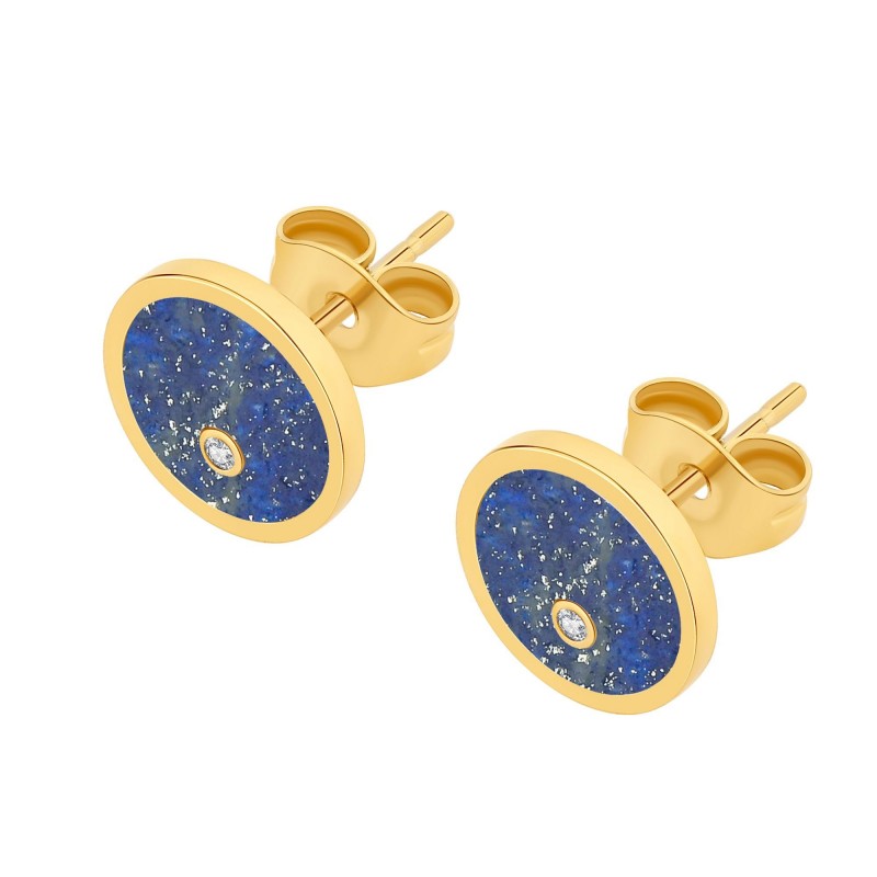 Boucles d'oreilles PIXIES Acier et Lapis PEP0042-1LAZ