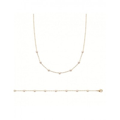 Bracelet Coque de Nacre Plaqué Or 750 et Perles d'imitation 97373645