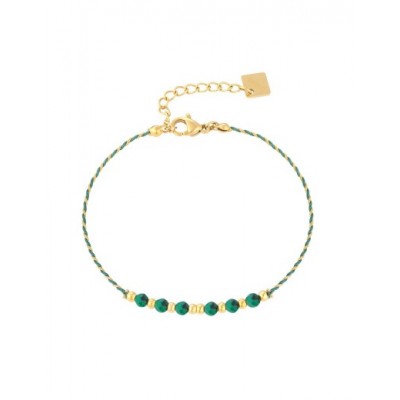 Bracelet PIXIES Acier et Cordon, Malachite PBS0100-1MAL