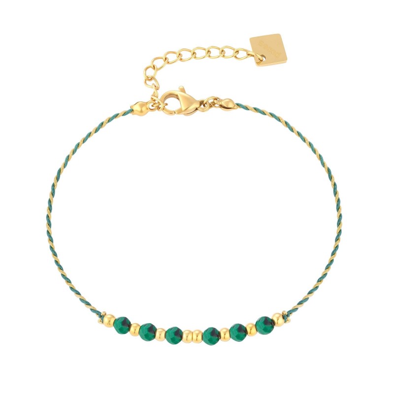 Bracelet PIXIES Acier et Cordon, Malachite PBS0100-1MAL