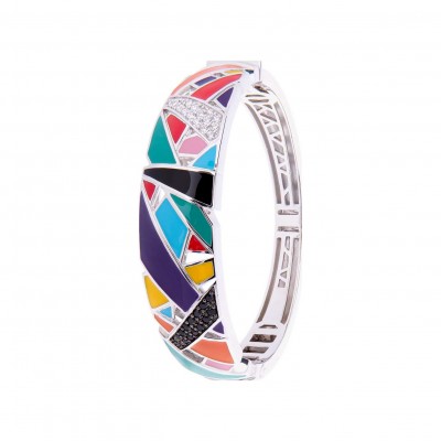 BRACELET UNA STORIA ART DÉCO JONC ARGENT LAQUE ZIRCON JO121205