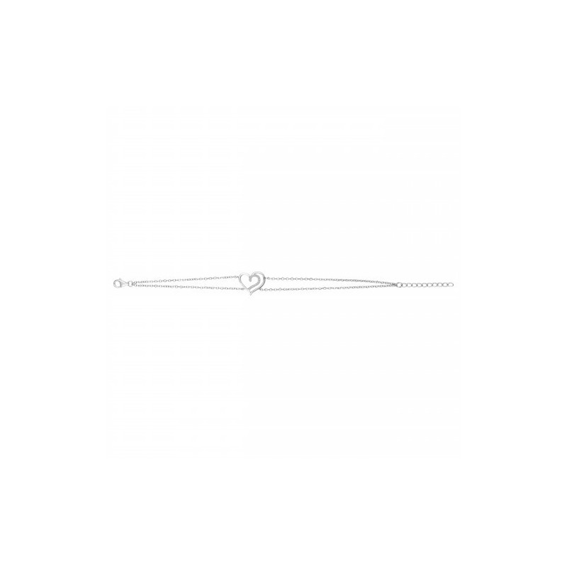 BRACELET ARGENT DOUBLE CHAINE ARGT COEUR 15 OZ BLAN70300085