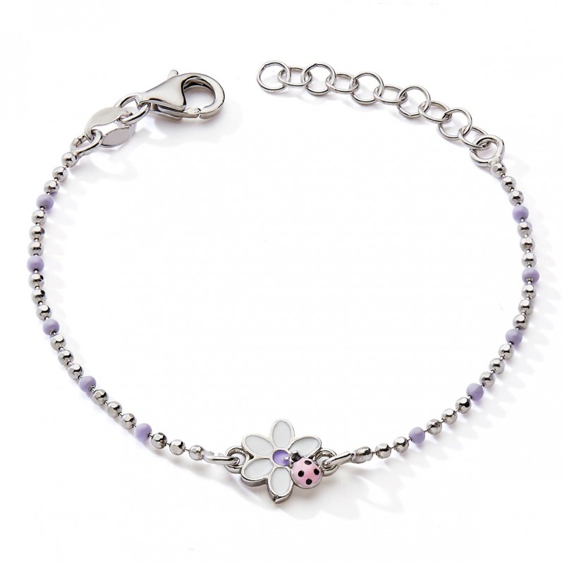 Bracelet fleur/coccinelle argent 925