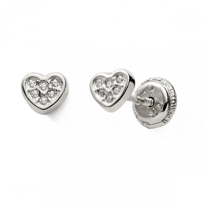 Boucles d'oreilles coeur or gris 375 oxydes