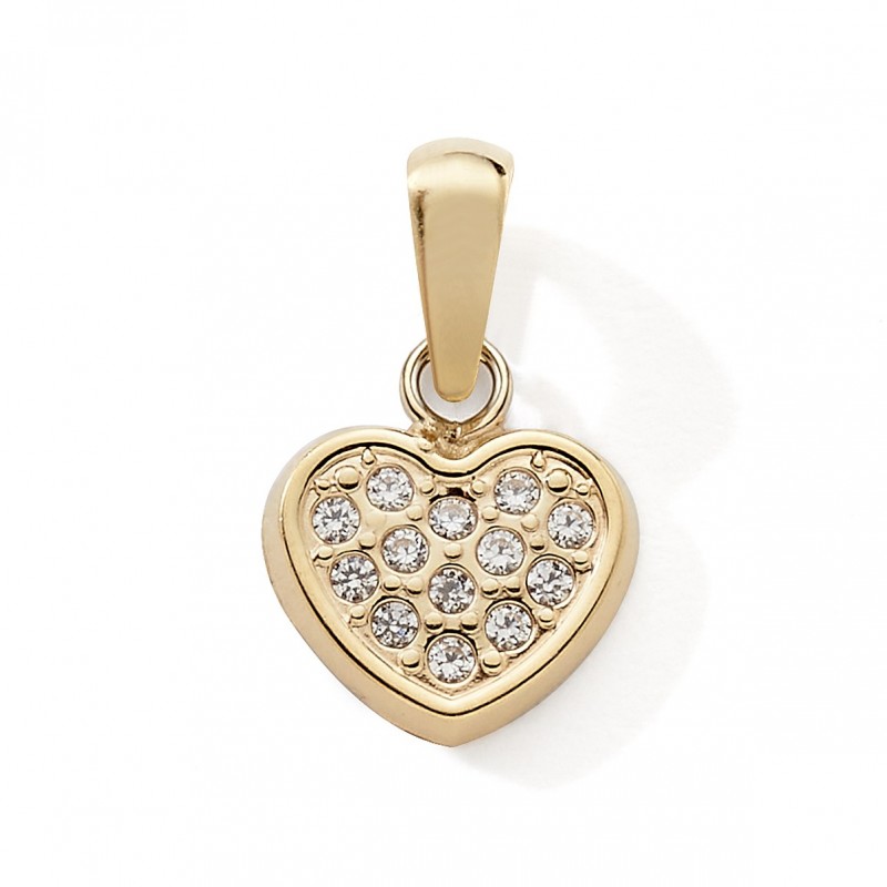 Pendentif coeur or 375 oxydes