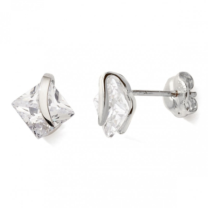 Boucles d'oreilles virgule or blanc 375 oxyde