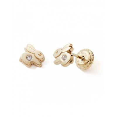 Boucles d'oreilles lapin or 375 oxyde