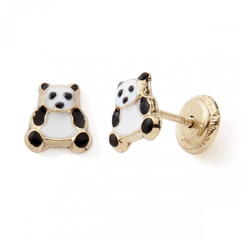 Boucles d'oreilles panda or 375