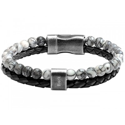 Bracelet KARMA acier cuir jaspes HB562200