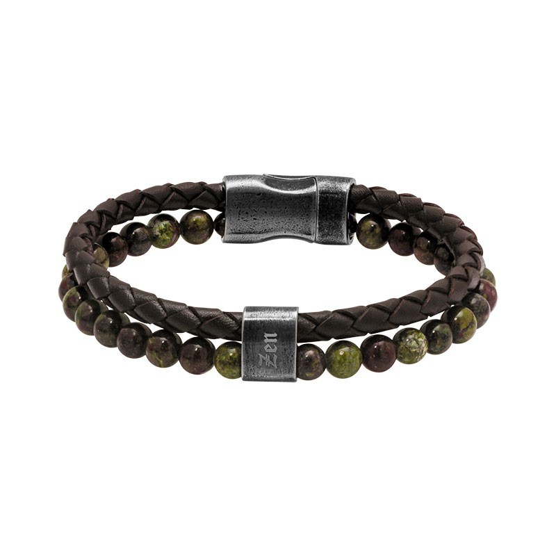 Bracelet KARMA cuir jaspes HB562208