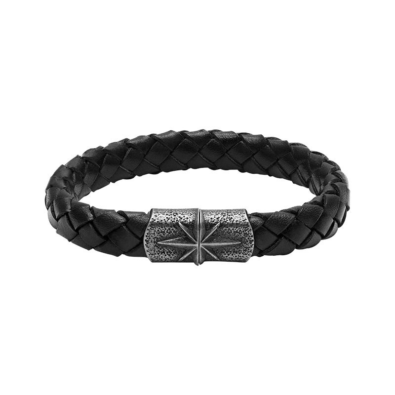 Bracelet KINGDOM acier PVD cuir HB6501